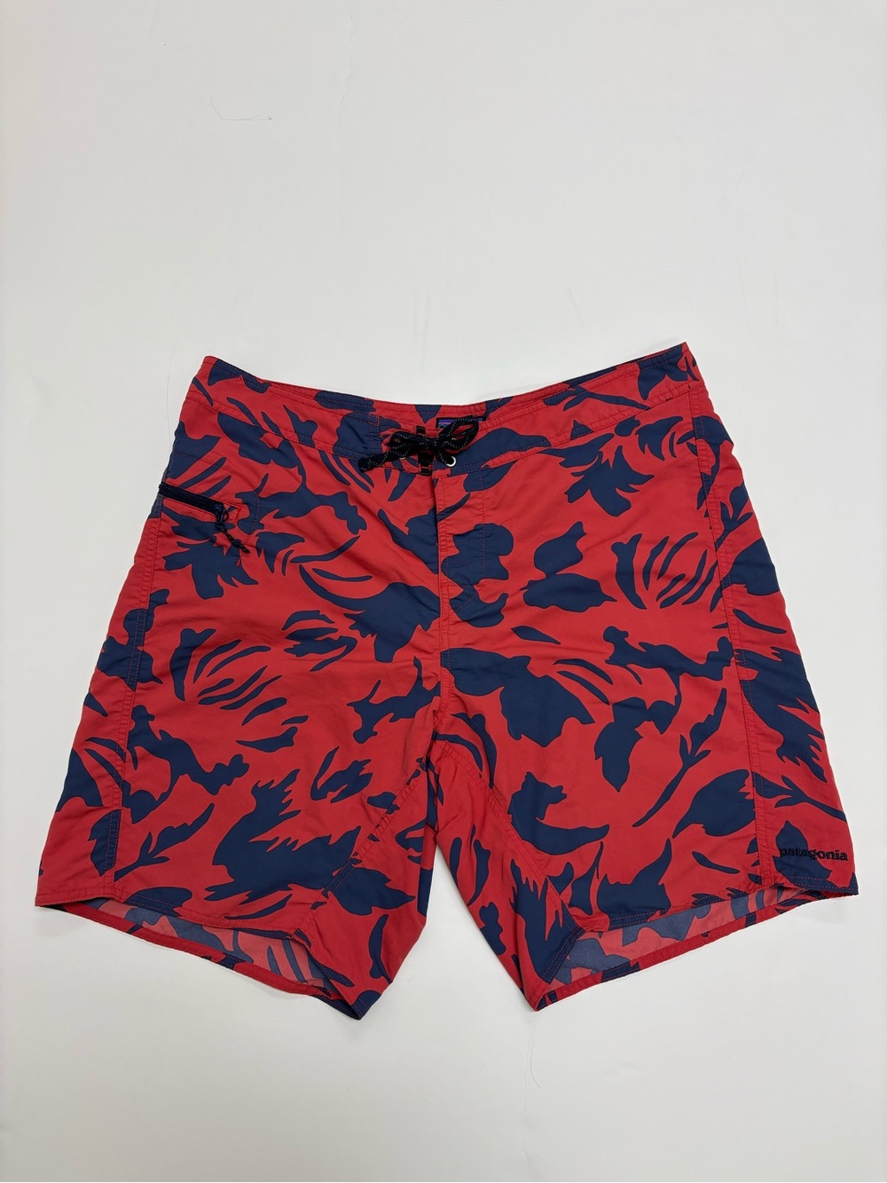 Patagonia Men’s Wavefarer Red with Navy Floral Swim Board Shorts
